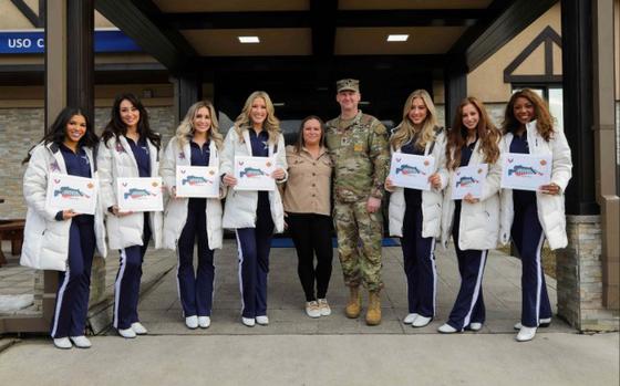 Military service members and civilians stationed in Area I welcomed the Dallas Cowboys Cheerleaders to the Republic of Korea during the USO’s 85th tour, South Korea.
