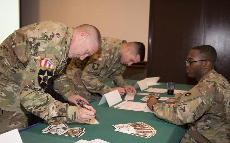 U.S. Army Japan Soldiers participate in an Army Emergency Relief campaign event in 2016 at the Camp Zama Community Club, Japan. AER will launch its next annual campaign from March 1 through May 15, 2023, to solicit voluntary donations and highlight what it can offer. Camp Zama officials hope to see continued participation in this year’s campaign after contributions more than doubled in 2022 compared to the previous year. (Photo Credit: Courtesy photo)