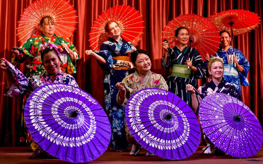 The Yokota Tanabata Dancers perform during the Asian American, Native Hawaiian, Pacific Islander Heritage Month mid-month event at Yokota Air Base.