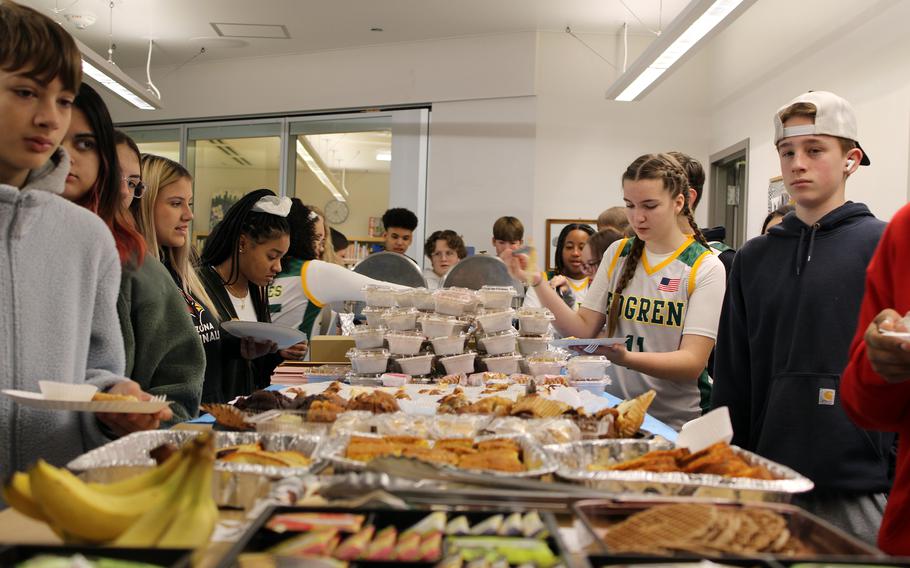 Students sampled dishes from at least 10 countries during an international breakfast at Edgren Middle High School.