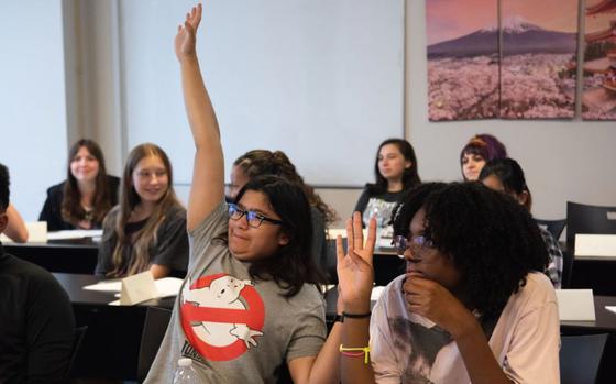 Photo Of Students ask questions during the Student Ambassador Bootcamp at Yokota Air Base, Japan, Aug. 13, 2024.