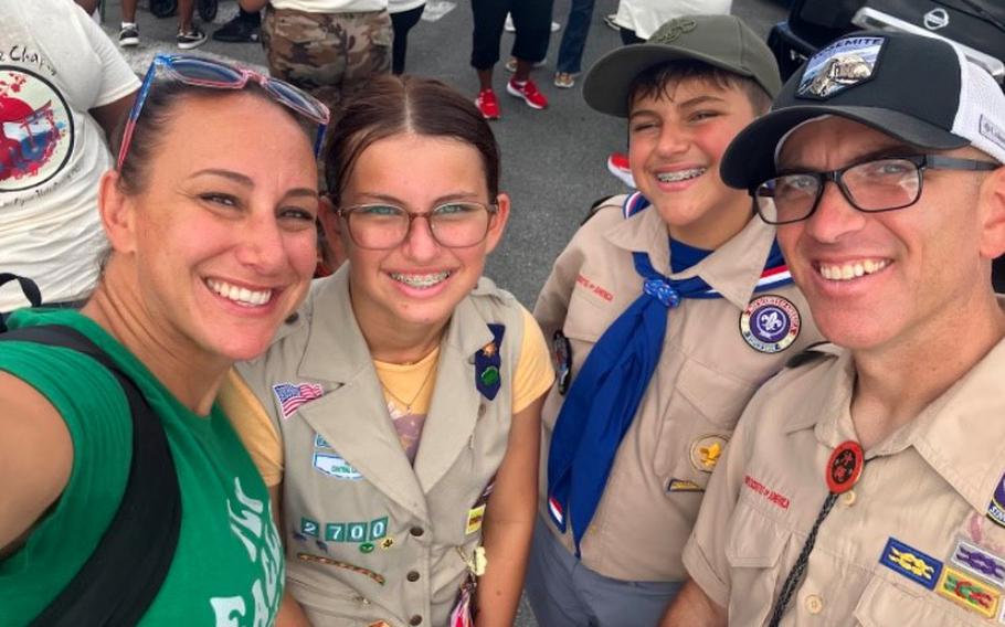 Jeff and Steph are active in their kids’ scouting experiences on Okinawa. 