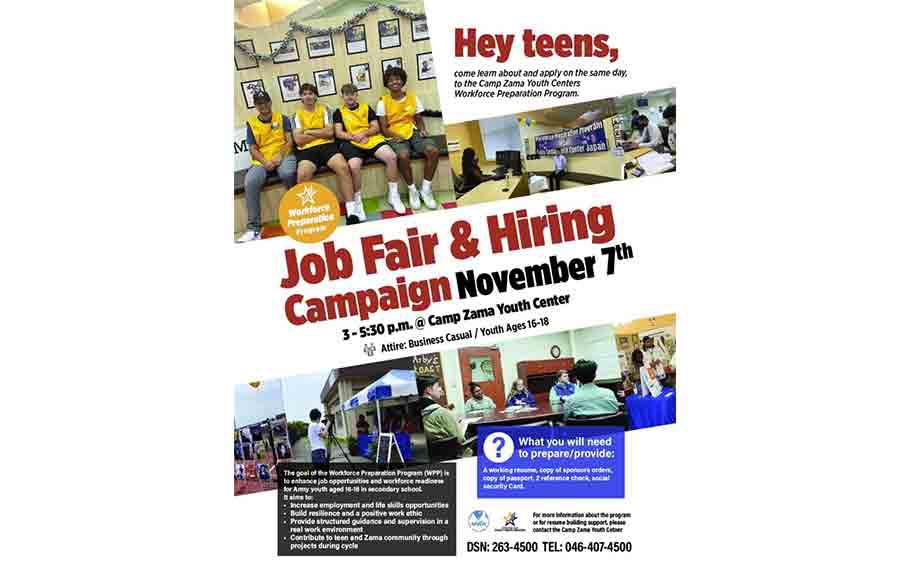 Military community teens are invited to apply for a 12-week work experience program coordinated through the youth center.