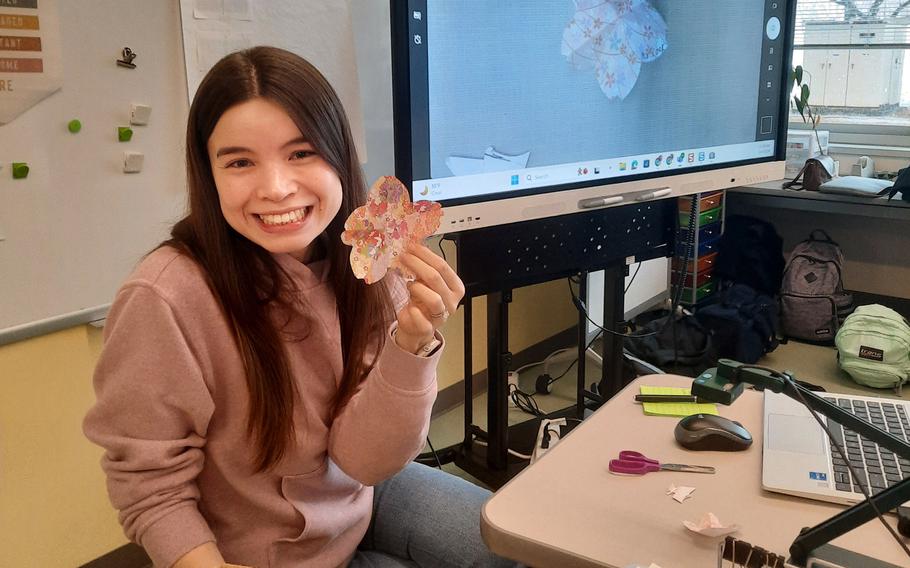 Amanda Cook, who was born in Japan, led an origami-making session in her high school math classroom at Edgren Middle High School.