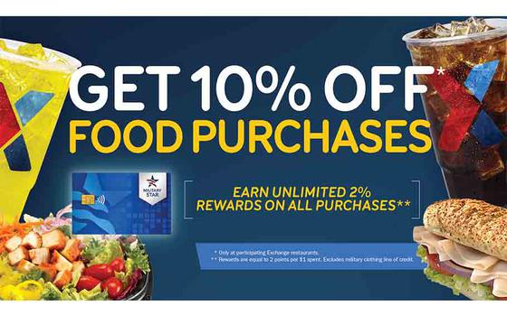 Get 10% off food purchase flyer