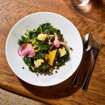Puy lentil salad with roasted and pickled beets, ricotta and gremolata