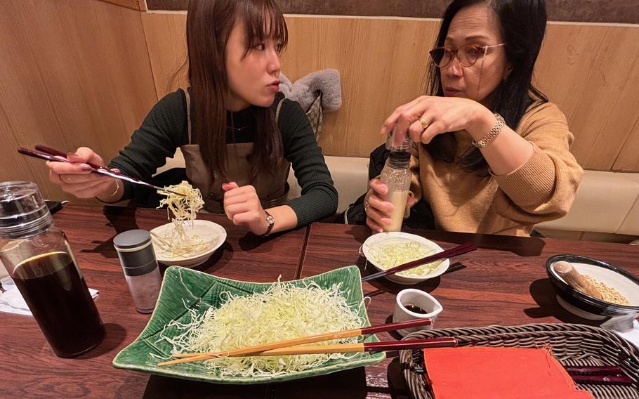 author’s family enjoying the meal