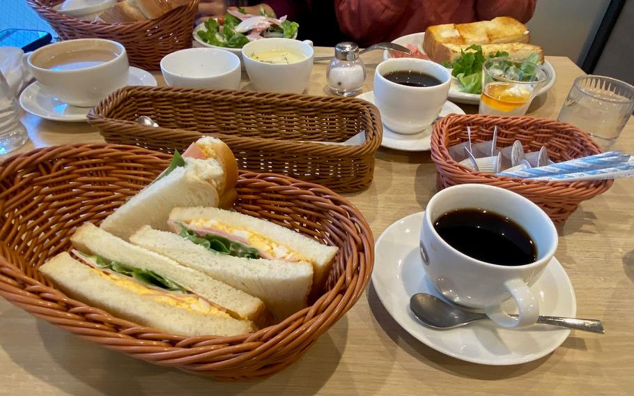 egg sandwich and coffee