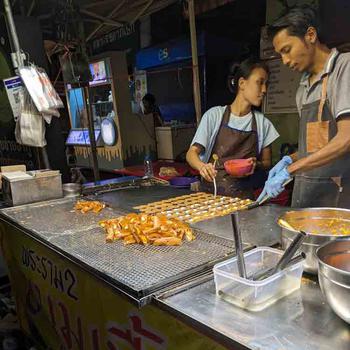 Stall selling khanom buang (Thai crepes)