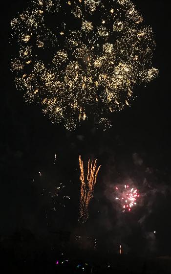 fireworks are being displayed..