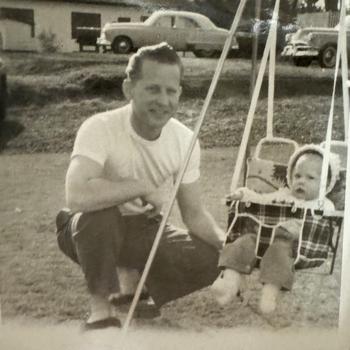 Trudy Floyd, right, in an undated photo with her father, James. Trudy recently visited Camp Zama, Japan.