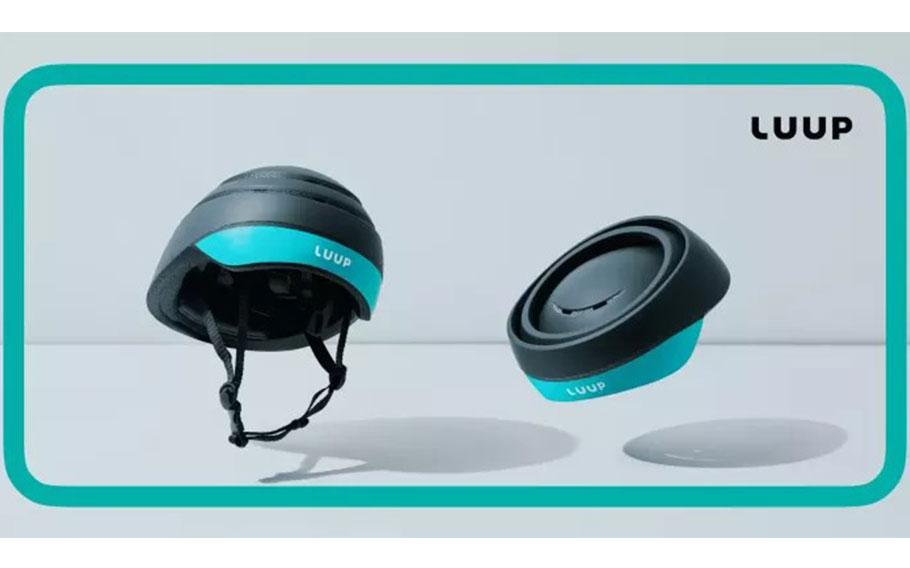 The LUUP-designed collapsible helmet.