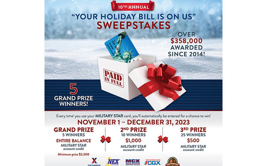 MILITARY STAR ‘Your Holiday Bill is on Us’ sweepstakes back for 10th year