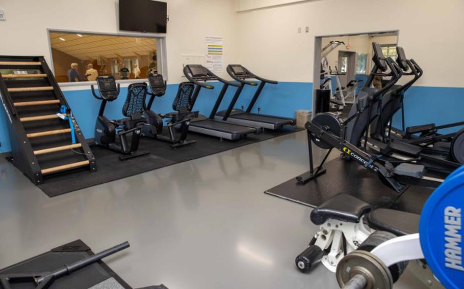 Various fitness equipment can be seen inside an air-conditioned weight room at a renovated fitness center at Sagami General Depot, Japan, Aug. 27, 2024. The center underwent several renovations as part of a two-year-plus project.