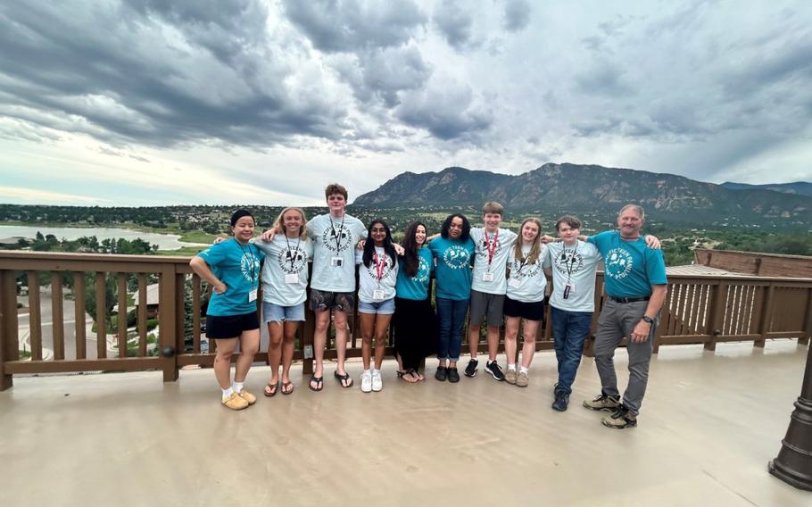 Members of the Army Teen Panel, which represented military teens at the Youth Leadership Forum held June 20 through 28 in Colorado Springs, Colorado, pose for a photo at the forum. The panel included Bella Hunter, Aaliya Ismail and Emerson Moore, all students at Zama Middle High School at Camp Zama, Japan.