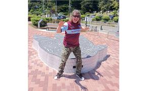 Ed posed for a photo in front of the Godzilla’s footprint.
