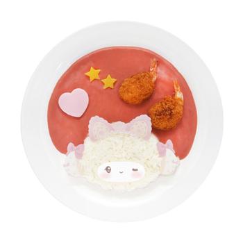 pink curry with fried shrimp