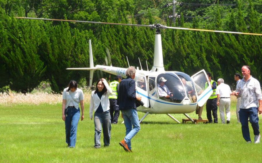 Helicopter for group tours, ready to fly again from Mt. Minobu in May.