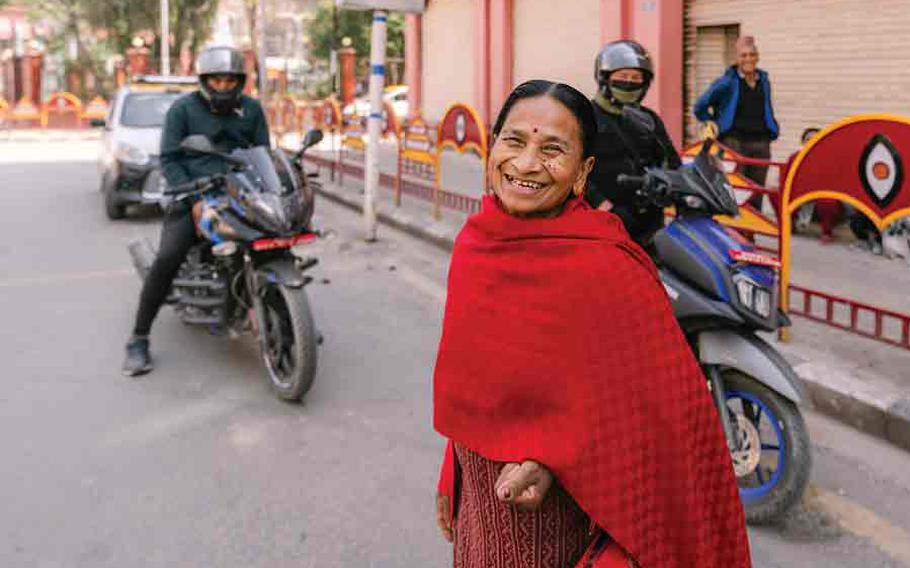 Local who ran up to see our children when we arrived at Kathmandu Square