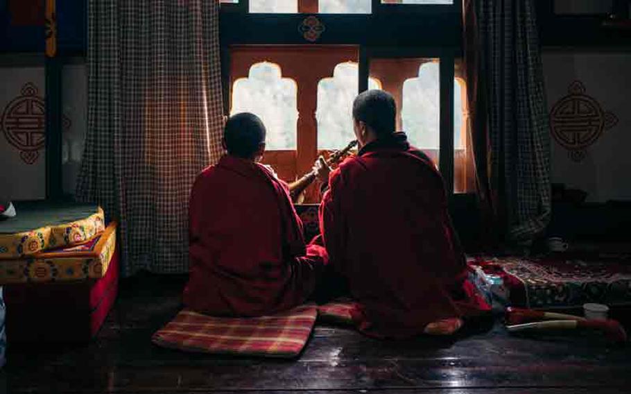 Students playing music at the special ceremony.