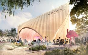 Graphic illustration of Australian pavilion.
