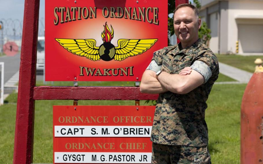 U.S. Marine Corps Capt. Sean O’Brien, a native of Illinois, and the station ordnance officer for Marine Corps Air Station Iwakuni, poses for a photo at MCAS Iwakuni, Japan, May 2, 2024. O’Brien was born and raised in Glen Ellyn, Illinois and originally did not think of the military as the correct career path for himself. Now, with over 22 years of service, O’Brien has spent much of his time in the military carving new career paths, leading Marines and Sailors, and building a family. 