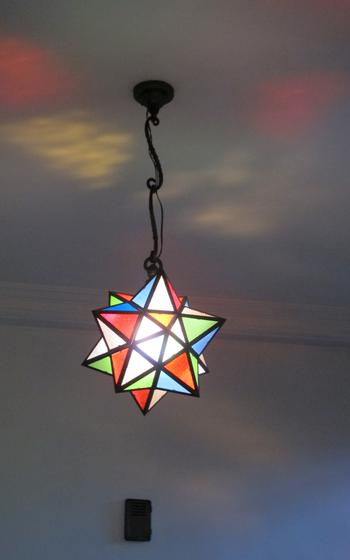 A star-shaped ceiling light.