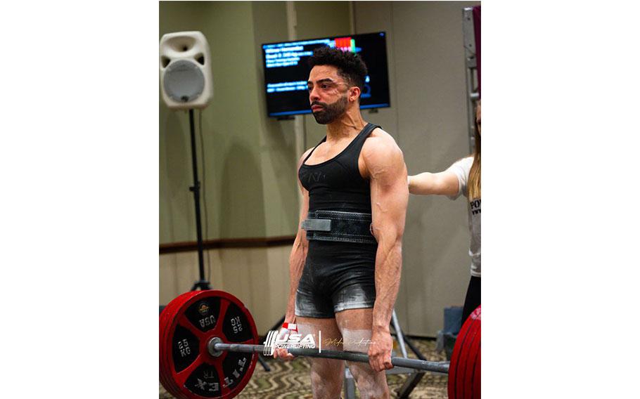 U.S. Air Force Staff Sgt. Wilmer Hernandez, 374th Surgical Operations Squadron ultrasound NCO in charge, completes a deadlift at the USA Powerlifting Military, Police & Firefighter National Championship, Mar. 15, 2025. Weighing a total of 148 lbs, Hernandez accomplished squatting over 407 lbs, benching over 264 lbs and deadlifting over 540 lbs. 