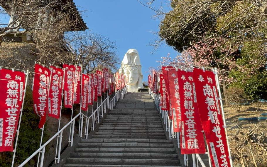 stairs to the statue.