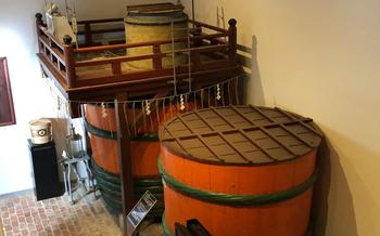 Large cedar vats in the brewery.