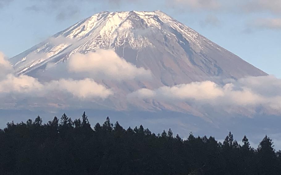 Mt. Fuji with some clouds.