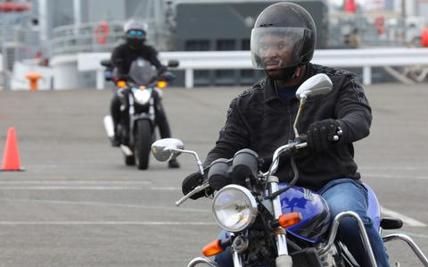 Photo Of Sgt. Michael Barnes, assigned to the 78th Signal Battalion, practices a maneuver during the Basic Rider Course 1 at Yokohama North Dock, Japan, July 19, 2024. U.S. Army Garrison Japan recently restarted its motorcycle safety courses after a yearslong hiatus to train more riders.