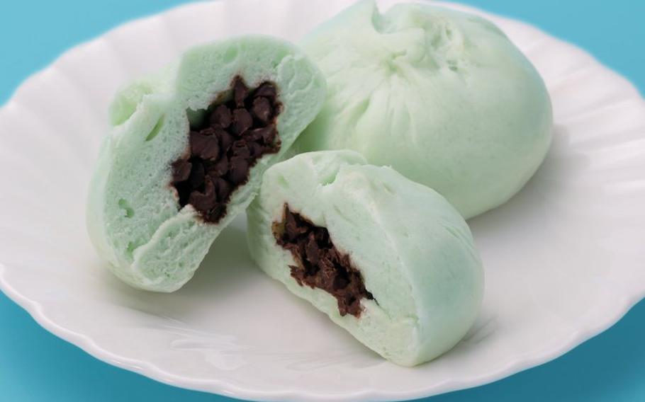 Chinese dumplings on dish.