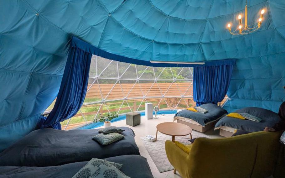 The interior of Dome tents at Glamping B&V.