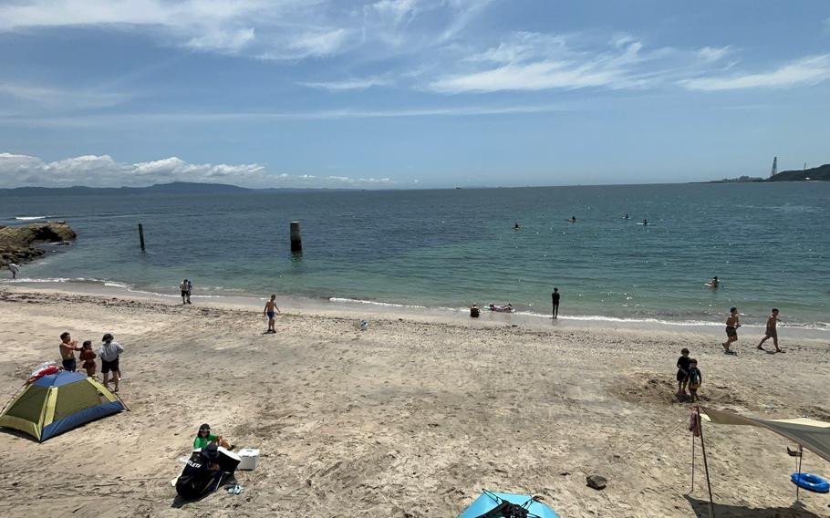 People enjoy themselves on Tatara Beach.