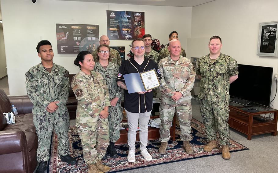 Best AFN Radio Personality presentation to SSgt Benjamin Bugenig-DJ Bugaboo