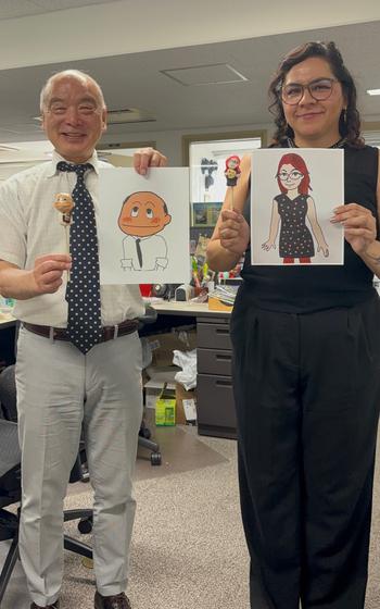 Takiguchi and Rauda showing their portrait picture.