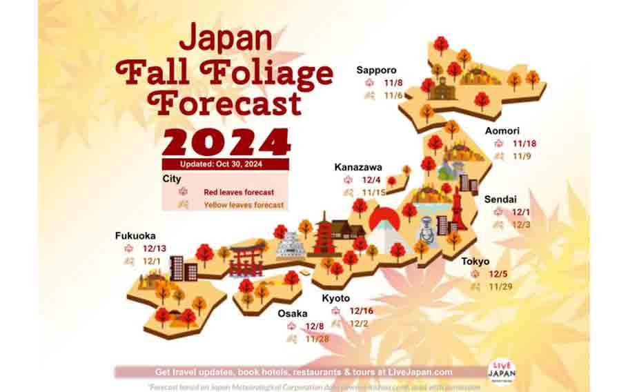 Japan Fall Foliage forecast map