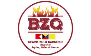 Bravo Zulu Barbeque logo, which burining fire graphic is used.