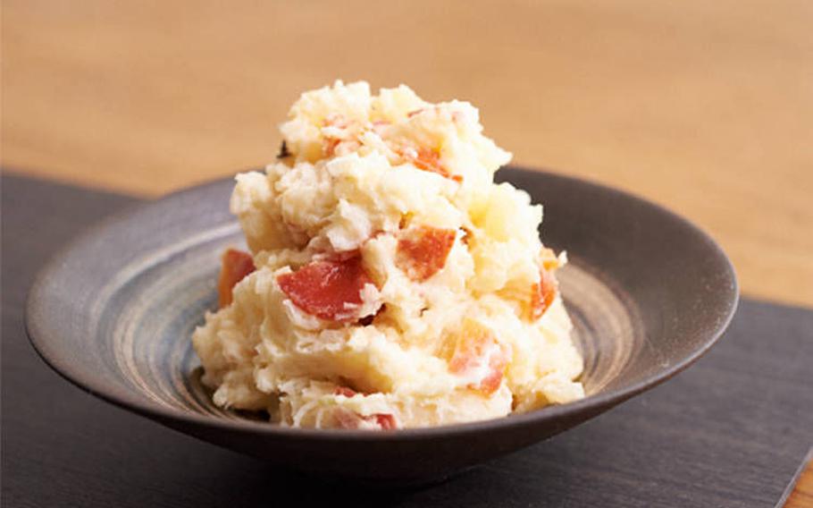 potato salad on a plate.