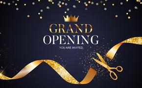 The text, “Grand opening you are invited” can be seen.