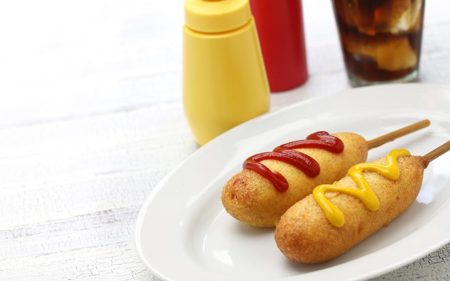 Corn dogs and frankfurters