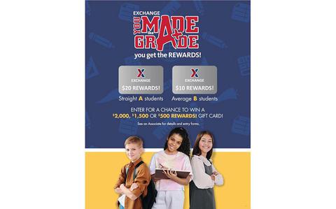 Photo Of flyer promoting You Made the Grade Program. three kids’ photos are used.