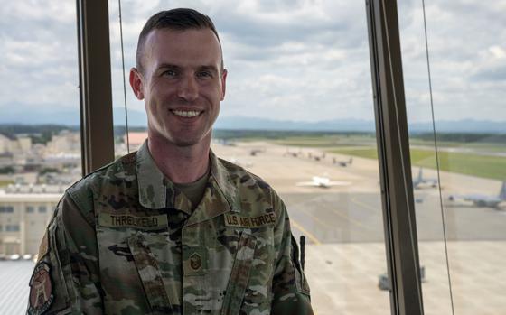 U.S. Air Force Master Sgt. Philip Threlkeld poses for a photograph.