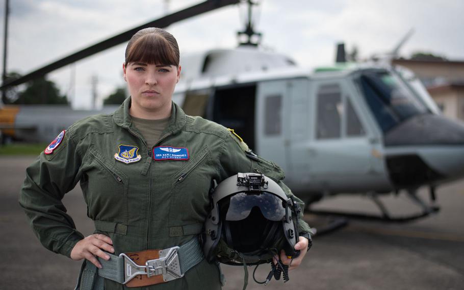 U.S. Air Force Senior Airman Kayli Rodriguez, a flight engineer assigned to the 459th Airlift Squadron, is one of the personnel tasked with responding to emergency aeromedical transfers at Yokota Air Base, Japan, July 17, 2024.