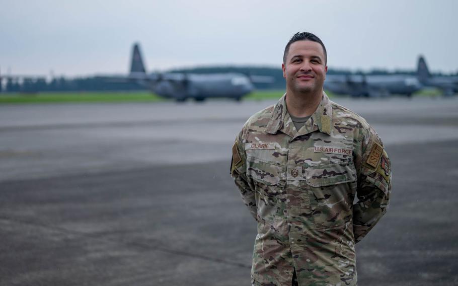 U.S. Air Force Master Sgt. Houston Clark, 374th Maintenance Squadron first sergeant, was recognized as the First Sergeant of the Year for the Air Force at Yokota Air Base, Japan, Aug. 5, 2024.