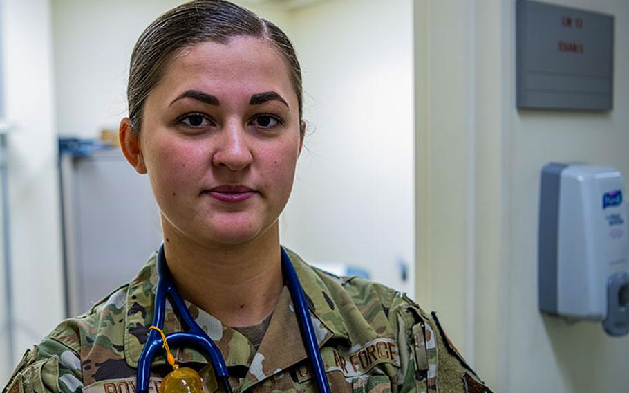 U.S. Air Force Staff Sgt. Emma Poveromo, 35th Medical Group medical technician, poses for a photo at Misawa Air Base, Japan, April 4, 2023. Poveromo’s selection to Enlisted to Medical Degree Preparatory Program will entail two years of full-time education before she applies to a medical school. (U.S. Air Force photo by Tech. Sgt. Jao’Torey Johnson)