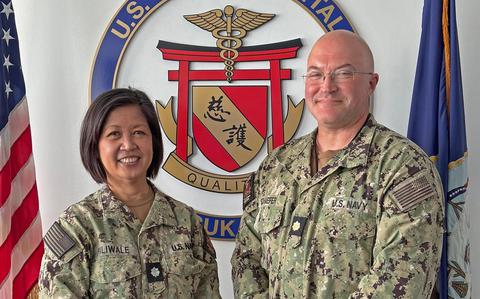 Photo Of Cmdr. Mary Piliwale, associate director for public health, and Lt. Cmdr. Asa Schaefer, chief information officer at United States Navy Medicine Readiness and Training Command (USNMRTC) Yokosuka, won the Other Process Improvement category in the 2025 Naval Medical Forces Pacific Continuous Process Improvement Project Competition.