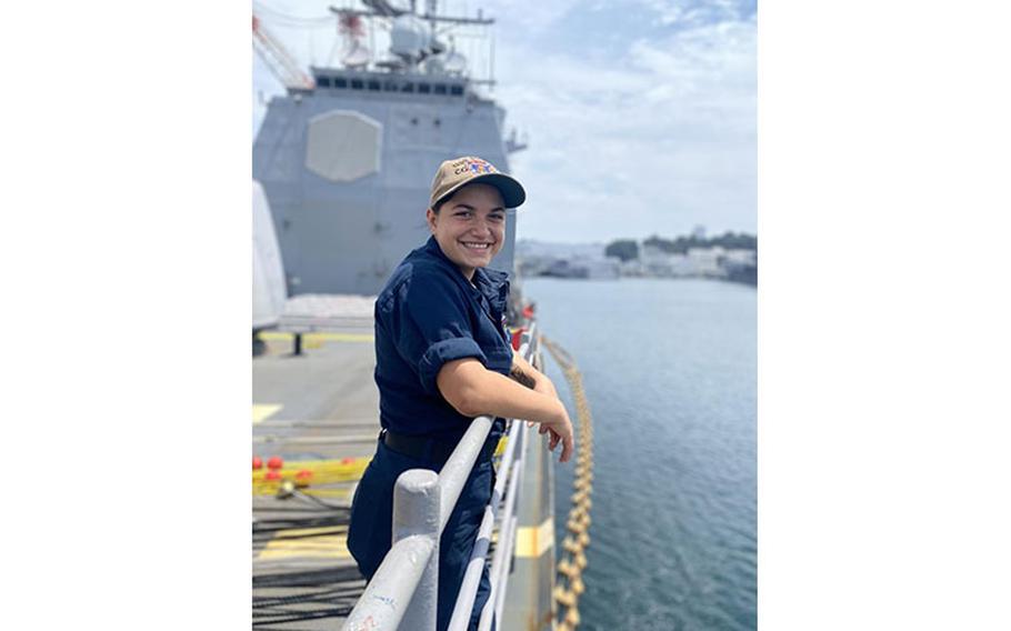 Photo By Lt.j.g. Ashley Pestano | SN Mary Fisher is a sailor onboard USS Shiloh. Picture taken by PS3 Michelle Agi