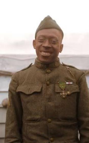 New York Army National Guard Sgt. Henry Johnson, circa 1919. Johnson was part of the 369th Infantry Regiment, the Hellfighters from Harlem, who fought under French command in WWI as an all-black combat unit. Johnson received the French Croix de Guerre for his actions in defending his outpost and his comrade Needham Roberts on the night of May 15, 1918. 